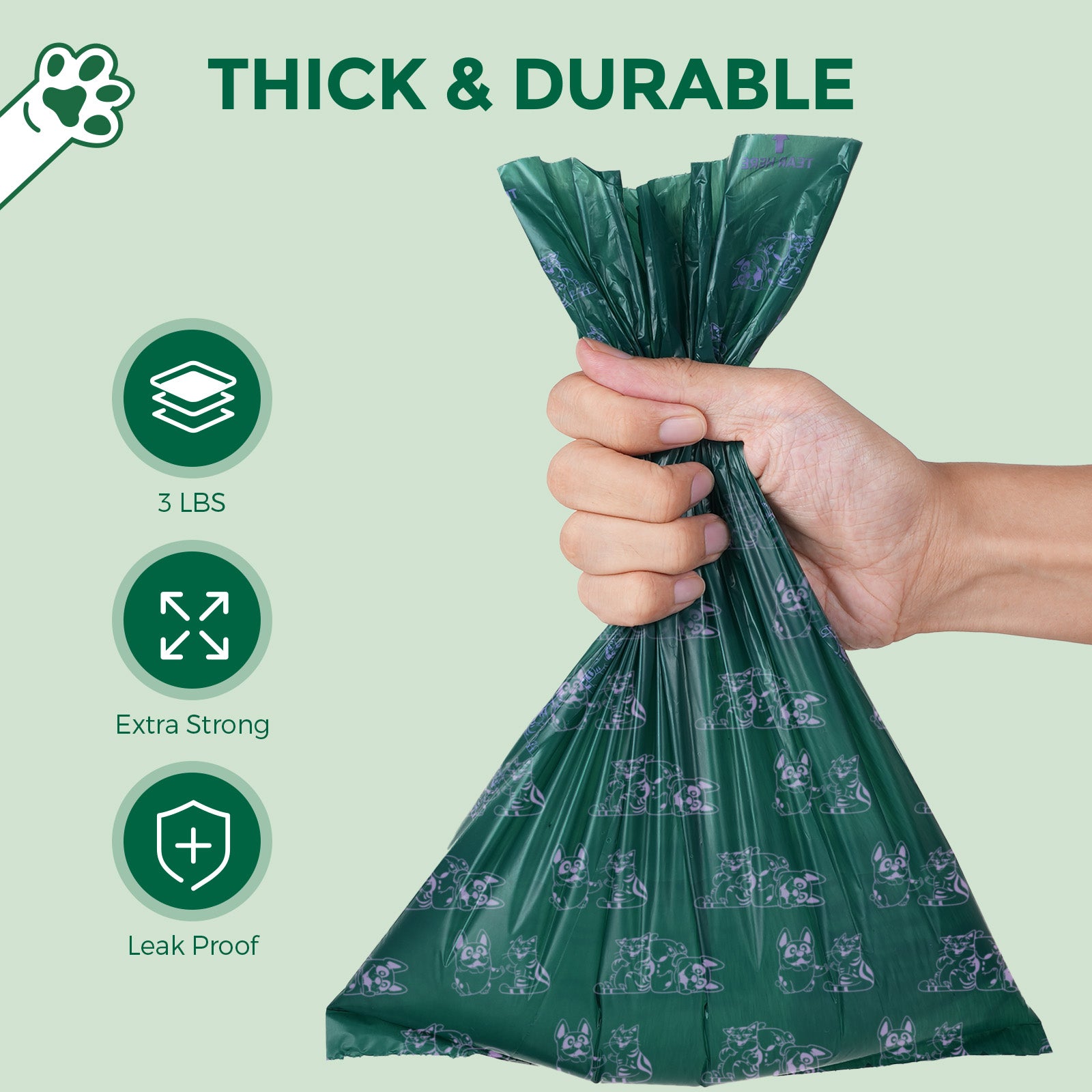 Atifbop Dog Poop Bags - GRS Certified, 65% Recycled, Extra Thick & Leak-Proof, Scented