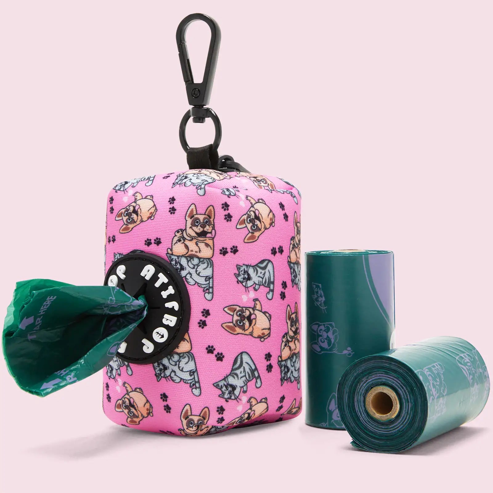 Dog Poop Bag Dispenser with 30 Bags(Pink)