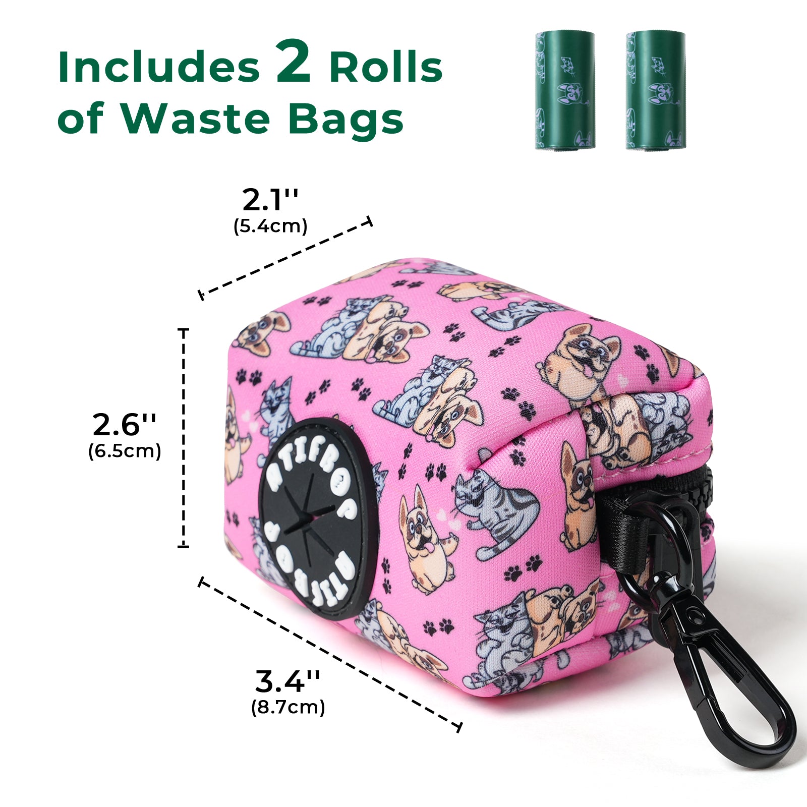 Dog Poop Bag Dispenser with 30 Bags(Pink)