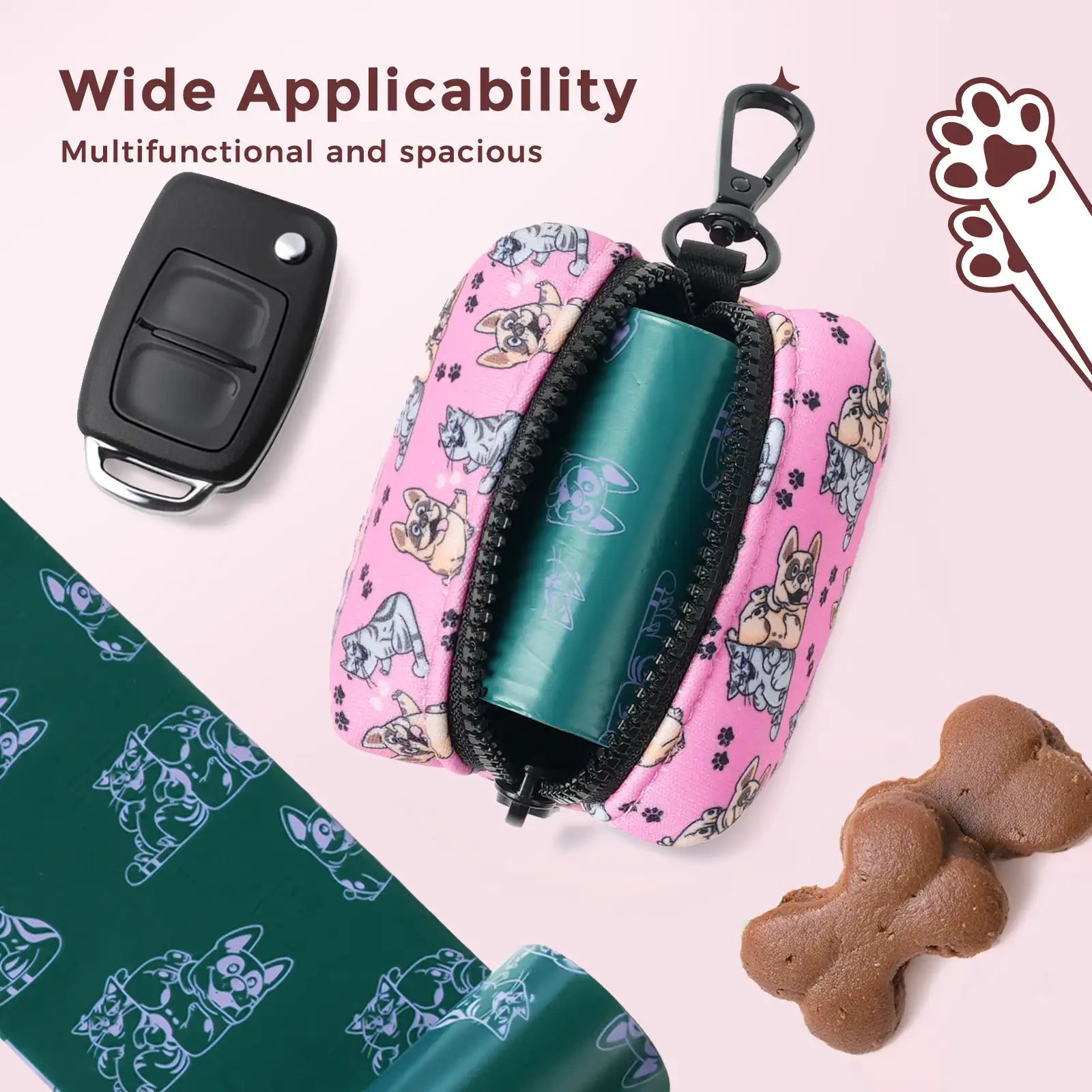 Dog Poop Bag Dispenser with 30 Bags(Pink)