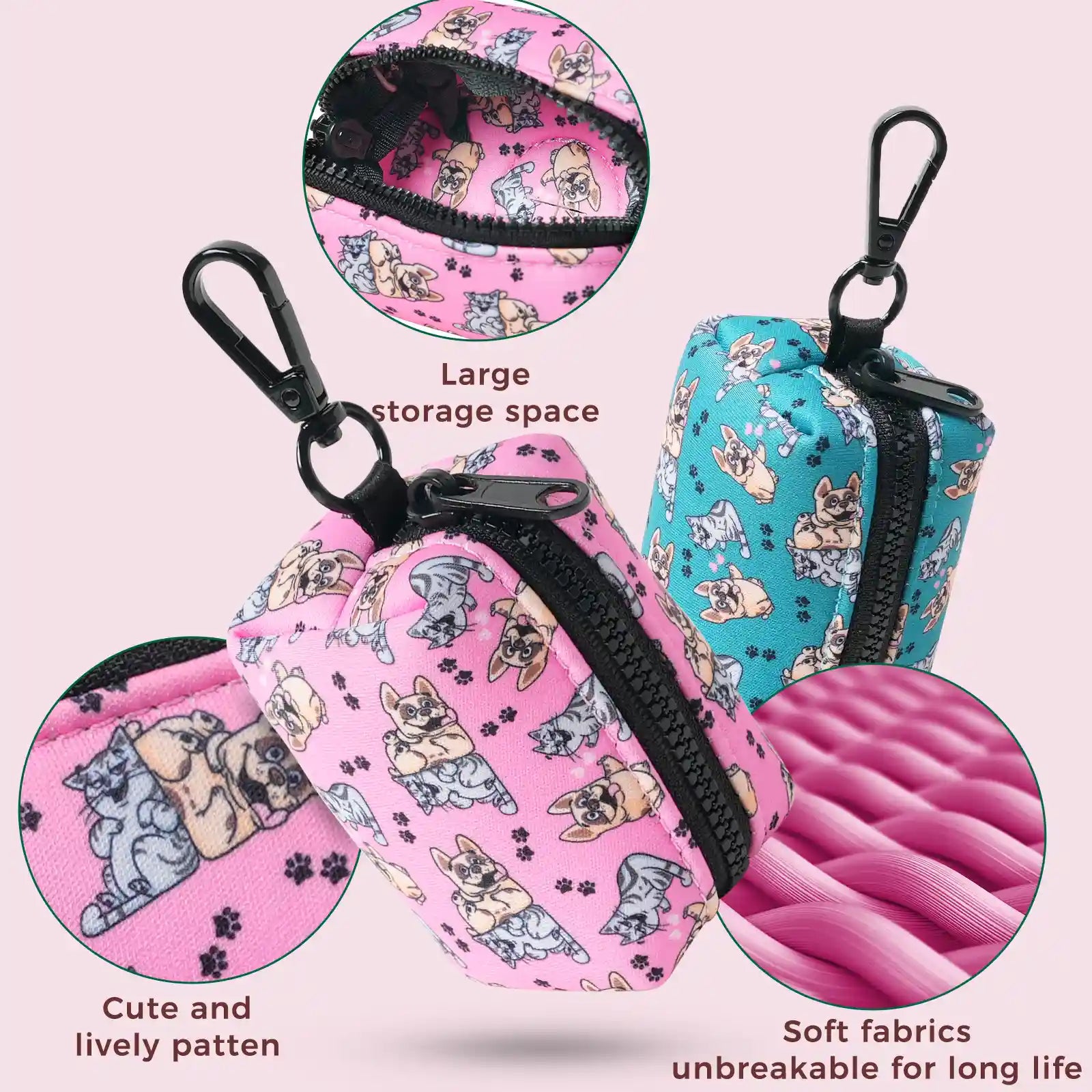 Dog Poop Bag Dispenser with 30 Bags(Pink)