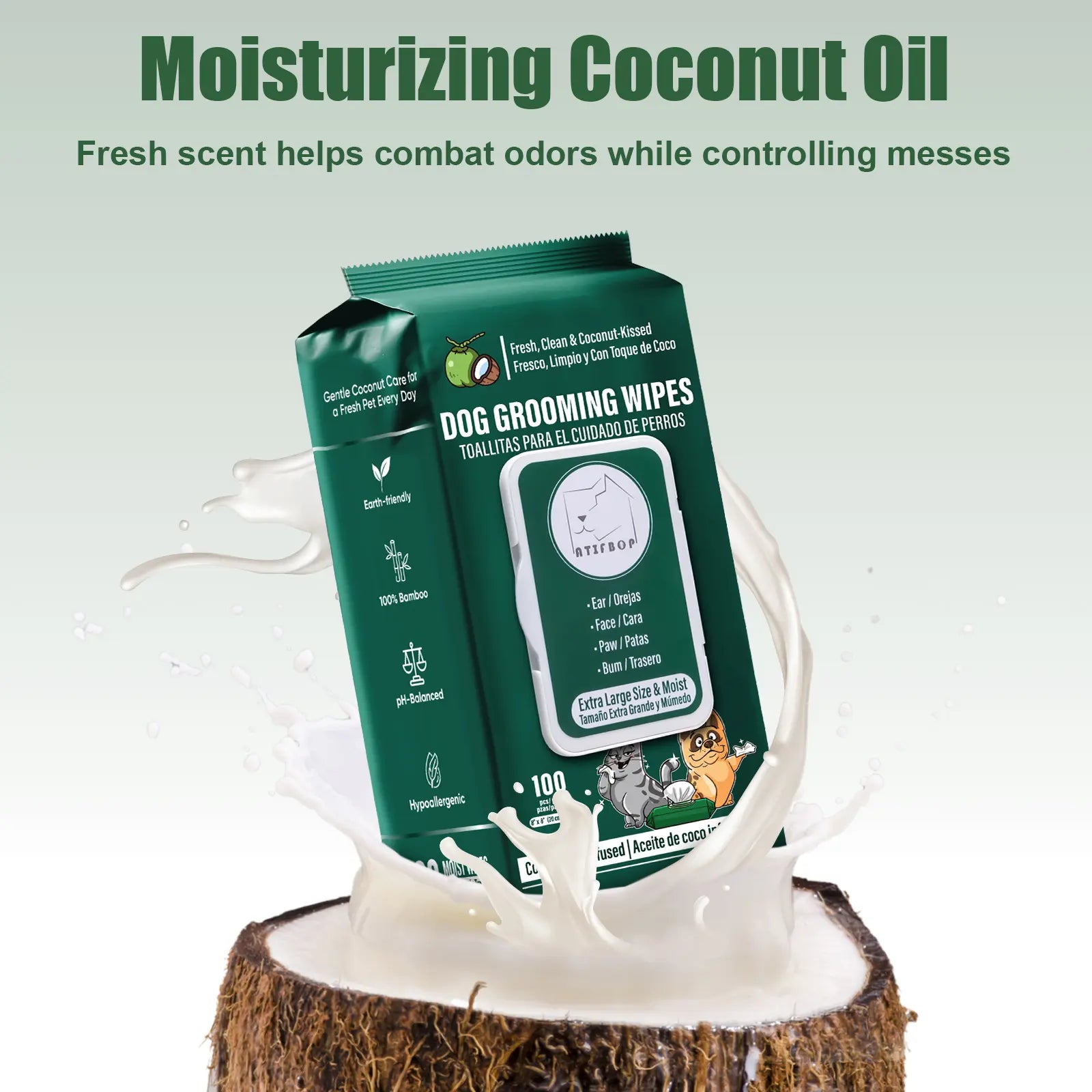 Dog Wipes for Paws and Bum, 400 Wipes  Coconut