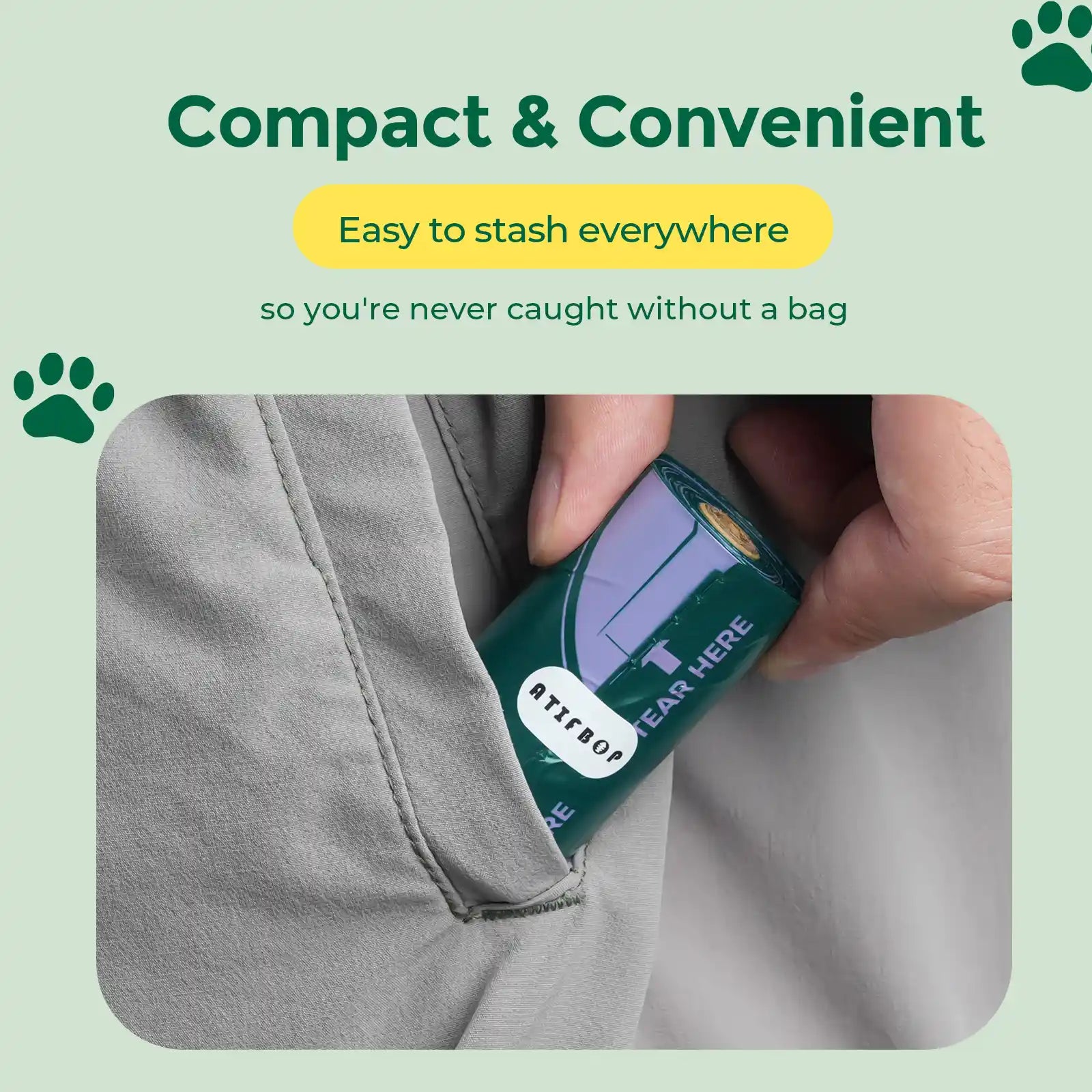 Atifbop Dog Poop Bags - GRS Certified, 65% Recycled, Extra Thick & Leak-Proof, Scented
