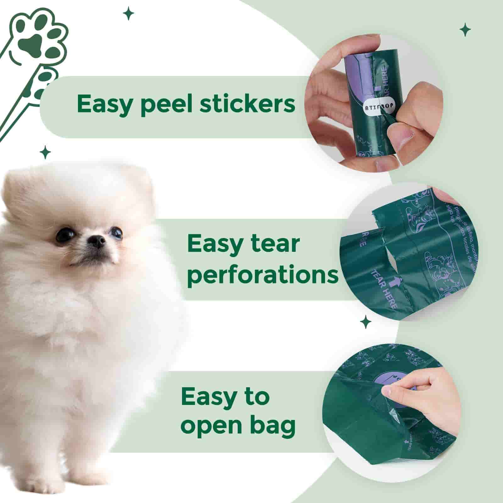 Atifbop Dog Poop Bags - GRS Certified, 65% Recycled, Extra Thick & Leak-Proof, Scented