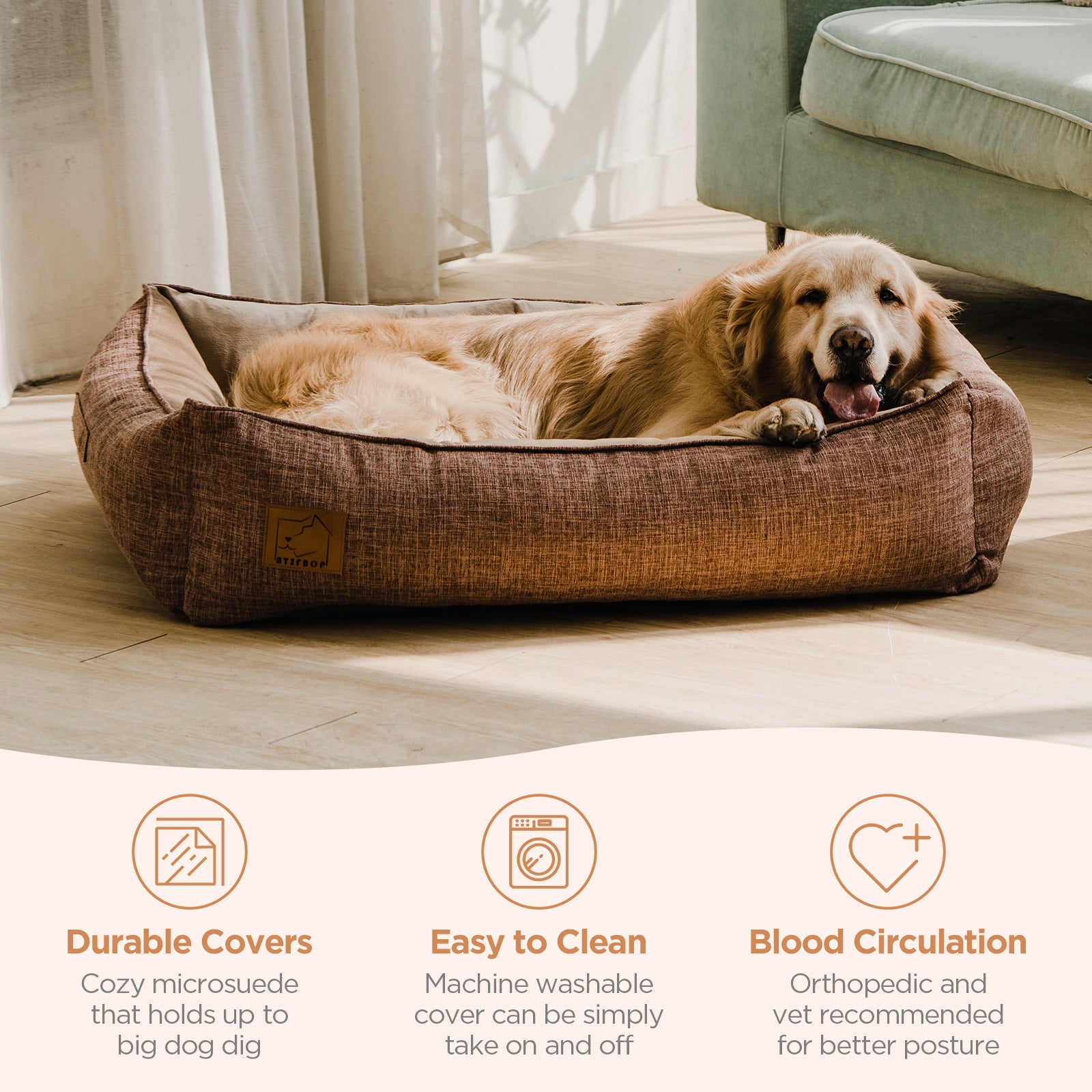 Orthopedic Pet Bed, Pain Relief Soft Couch