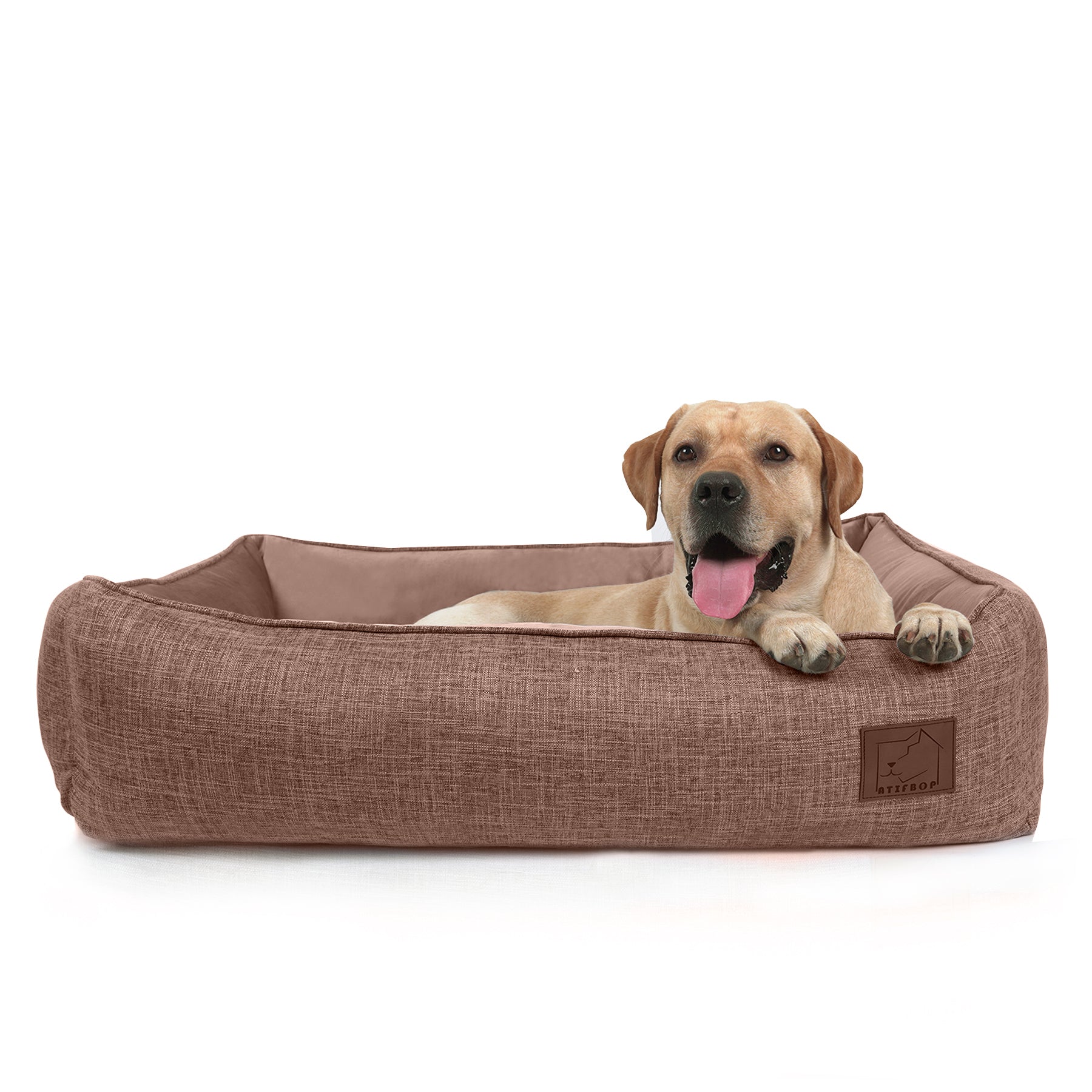 ATIFBOP Orthopedic Pet Bed for Large Dogs, Pain Relief Soft Couch Pet Bed（Brown）