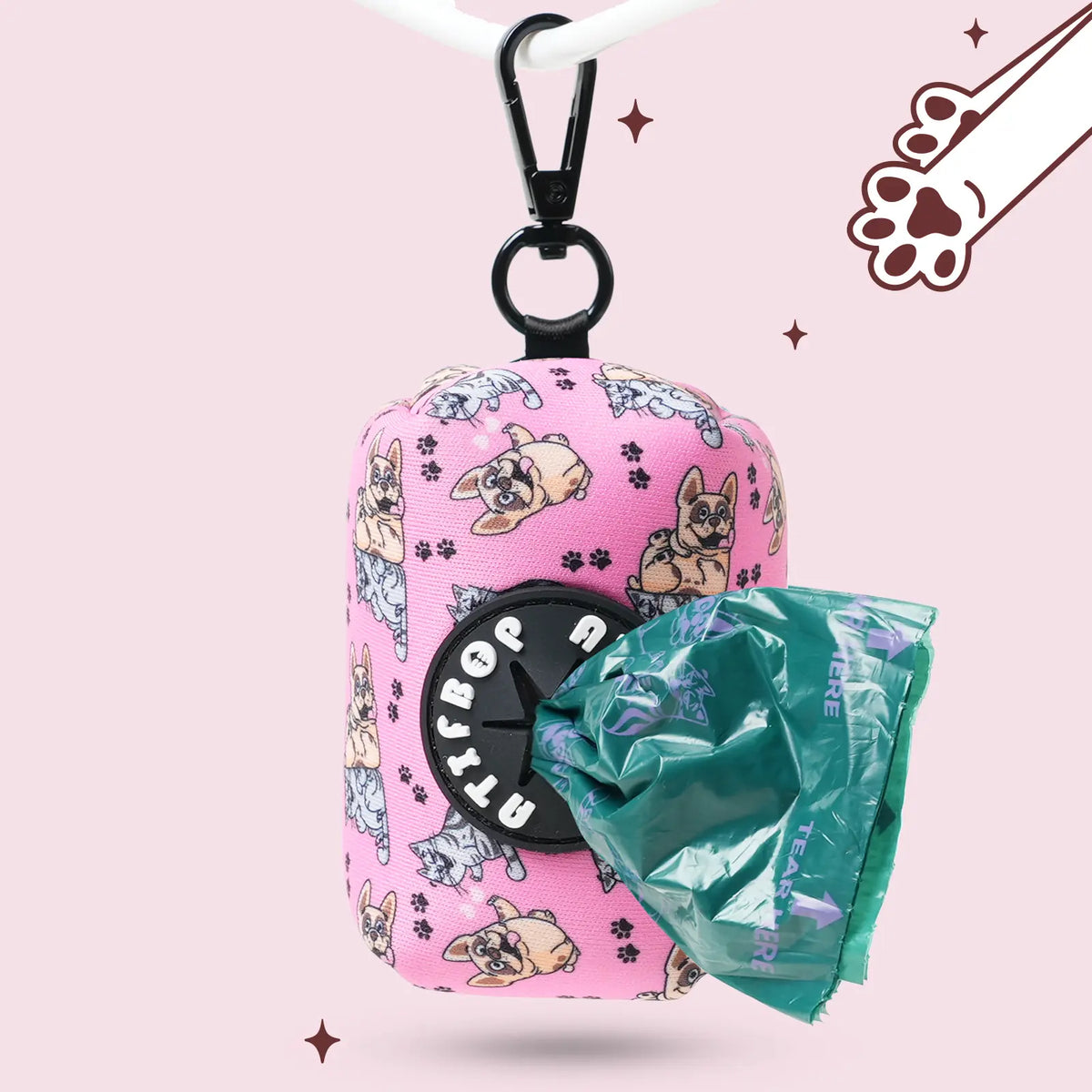 Shop Pink Dog Poop Bag Dispenser With Free Bags | ATIFBOP